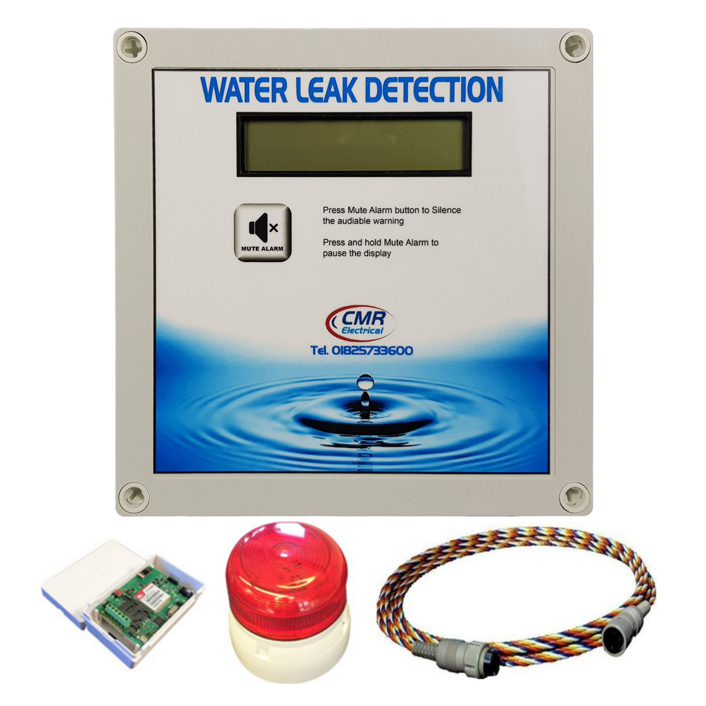 Leak detection alarm unit, detection cable, SMS and beacon