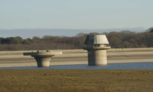 Water Challenges facng the UK. Image of Bewl Water at 43% capacity.
